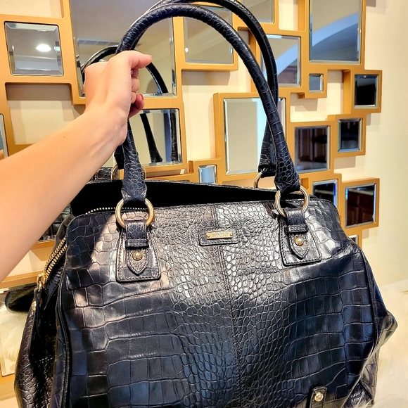 Black Vintage MaxMara crocodile style handbag - Picture 7 of 11